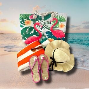 Bougie Bella’s Beach Bag Bundles - Flamingo or Dolphin Print Beach Tote 🏖️🦩🐬